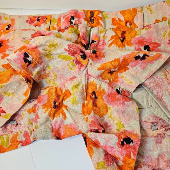 Ann Taylor Loft Floral Print Linen Blend Shorts Pink Orange Plus Size 14 - Picture 5 of 6